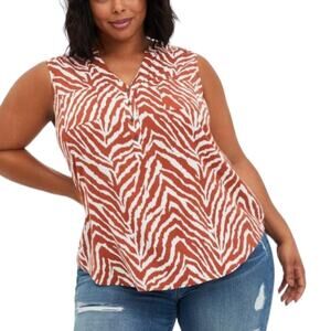 Torrid Zebra Print Harper Rayon Slub Pullover Sleeveless Top Size 00‎ Medium